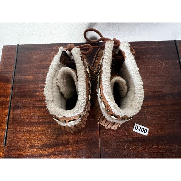 Sam Edelman Kemper Wedge Boots  Womens Sz 5 Suede Fringe Studded Platform - Picture 8 of 11